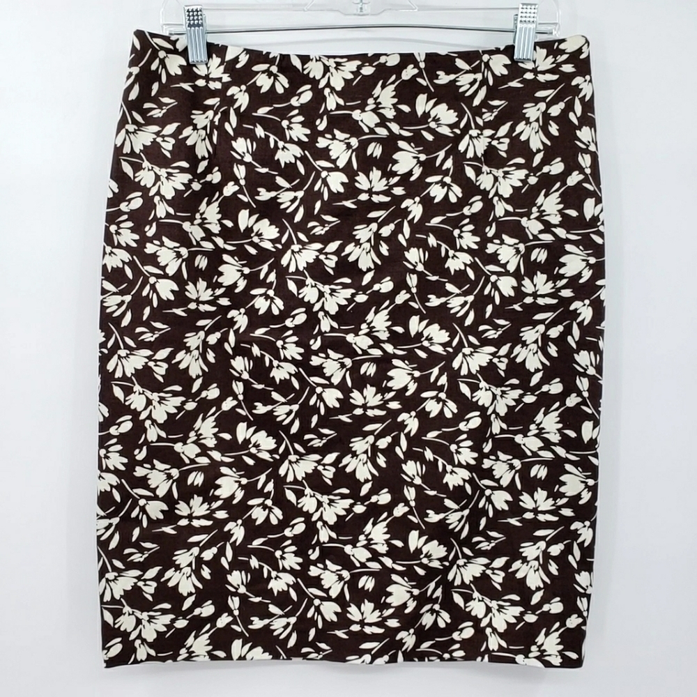 Lauren Ralph Lauren Brown Floral Pencil Skirt